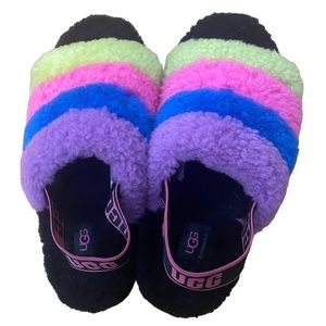 UGG open toe platform casual style fur street bi-color